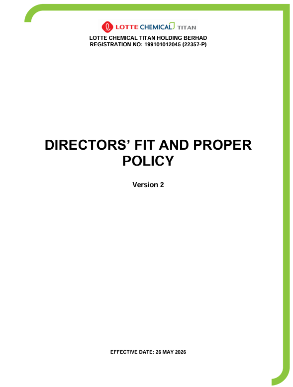 Directors' Fit and Proper Policy